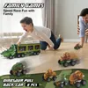 Modèle de voiture moulé sous pression camion de transport de dinosaure retirer Dino voiture véhicule conteneur stockage éclairage musique enfants jouets garçons enfants cadeau d'anniversaire 220930