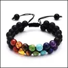 Beaded Strands New Mticolor 8Mm Stone Beaded Bracelet 5 Styles Double Layers Natural Volcanic Rocks Yoga Braclets Jewelry Mjfashion Dhdmu