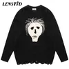 Herentruien Lenstid Autumn Men Breakt Jumper Hip Hop Grappige schedel Embroidery Streetwear Harajuku Fashion Casual pullovers Clothing 220930