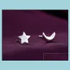 Stud -oorbellen Beautifly mode -accessoires 1 paar 925 Sier Geplaatste Moon Star Stud Drop Delivery 2021 Sieraden MJfashion DH1KX