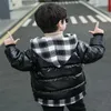 kids Boys Down Jacket Coat Autumn Winter Outerwear Plaid Boys Waterpoof Hooded Zipper Coat Children039s Clothes2108661