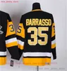 Film CCM Vintage Ijshockey 35 Tom Barrasso Jerseys 68 Jaromir Jagr Mannen Borduurwerk Jersey Wit Zwart Geel