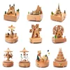 Dekorativa föremål Figurer Innovativa Ferris Wheel Birthday Cake Shaped Wood Music Box Toy Decoration Söt Julklapp till barn 220930