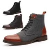 Brytyjskie retro krótkie buty buty buty modne klasyczne klasyczne szwy Faux Suede sznurowanie ulicy na świeżym powietrzu Daily AD331