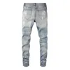 Denim Amirs Jeans Designer Pants Man Fall 6626 Splash Am Blue Diamond Fashion Mens slitna och smala stretchfötter 2pd1