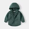 Tench Coats Spring Autumnjacket for Baby Boys Simple British على الطراز البريطاني مقنع الأطفال ملابس الملابس من 3-8 سنوات