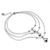 Anklets Fashion 925 Sterling SilverAnklet For Woemn Multilayer Wire Bell Anklet Summer Girls Silver Jewelry Gifts