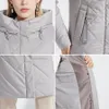 Kvinnor Down Parkas Miegofce Spring Autumn Simple Long Ladies Jacket huva päls vindtätt varm bomullskläder casual Women Parka C22873 220930