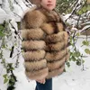 Pelliccia sintetica donna inverno caldo cappotto reale moda procione lungo 70 cm naturale donna alta qualità Y2209