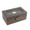 Titta på lådor Brown Wood Box Organizer 3 Grids Vintage Luxury Storage Men Watches Packaging Case Tree Birthday Present