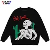 Herentruien Cartoon skelet gebreide mannen hiphop streetwear Harajuku Casual herfst katoenen pullover zwarte tops oversized 220930