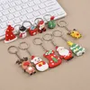 Kerst Keychains hanger PVC Cartoon Keychain Key Chain Snowman Elk Keyring Xmas Gift Fashion Accessoires