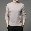 Herentruien 2022 Autumn Winter Heren Pullover Mock Neck Fashion Solid Color Dik en warm bodem shirt mannelijk merk Casual trui