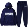 Herrspårar för män med män med huvor 2 stycken Set Hoodie Sweatshirt Sweatpants Sportwear Jogging Outfit Logo Man