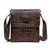 Briefcases Crocodile Pattern Genuine Cowhide Leather Shoulder Bags Crossbody Bag Men's Briefcase Male Causal Handbag Business Flap