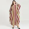 Ethnic Clothing Siskakia Indie Folk Abaya Dress Colored Stripe Print Outsize Batwing Sleeve Robe Gowns For Women Middle Eastern Muslim Arab