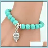 Brins de perles National Wind Turquoise Elephant Bracelet classique Mode bohème Un trésor de perles rondes extensibles à la main à un Mjfashion Dhc92