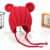 Bandanas schattige gebreide pompom babymutjes dop dik warme meid beanie winter oor kinderen motorkap muts voor geboren