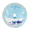 Christmas Decorations Snowman Pattern Tree Skirt Luminous Mat Decoration For 42.5 Inch White And Blue