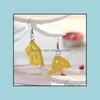 Dangle Chandelier Acrylic Cheese Dangle Earrings For Women Lovely Cartoon Food Earring Alloy Gold Color Cute Tassels Nice Gift Drop Dhwzb