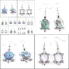 Dangle Chandelier Wojiaer Zealand Abalone Shell Gem Kamienie Kolczyki Dangle Kolczyki żółw koraliki zwierząt Kolczyka dla kobiet Żyd MJfashion DHGB6