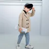 Tench Coats Kids Windbreaker Jacket Double-Breasted Fashion Children Khaki Trench Coat For Teen Boys 4 5 7 9 11 13 Year Outerwear