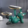 Objetos decorativos Figuras da estátua de cães de resina Butler com bandeja para mesa de armazenamento Sala ao vivo Ornamentos de bulldog franceses Presente de artesanato 220930