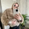 Womens Fur Faux OFTBUY Winter Jacket Women Real Coat Natural Outerwear Oneck Three Quarter Sleeve Thick Warm Fashion 220929