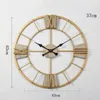 Wandklokken Smeedijzeren klok Grote gouden Noordse elektronische stille luxe Chambre Home Decor Hanging OB50GZ