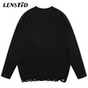 Herentruien Lenstid Autumn Men Breakt Jumper Hip Hop Grappige schedel Embroidery Streetwear Harajuku Fashion Casual pullovers Clothing 220930