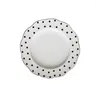 Assiettes Nordic Black-and-white Hepburn Vintage Petit Déjeuner Assiette En Céramique Striped Wave Dot Vaisselle Dîner Plat