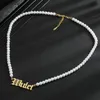 Beaded Necklaces Personalized Pearl Necklace Custom Name Stainless Steel Pendent For Baby Women Girlfriend Gift Jewelry 220929