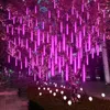 Strings 8 Tubes Meteor Shower Led String Fairy Lights Garlands Christmas Tree Outdoor Wedding Garden Street Curtain Decor