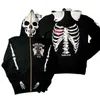 Women's Hoodies Sweatshirts Y2K Gothic Zipper Oversized Hoodies Retro Skull Print Streetwear Sweatshirt Women Winter Hip Hop Graffiti Unisex Zip Jacket Coat