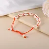 Braccialetti di collegamento Conchiglia di puka naturale Catena di corde arancioni a portata di mano Donna Uomo Spiaggia Hawaii Bracciale di perline Boho Anni insoliti Gioielli