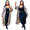 Women's Jackets Zaggin 2022 Autumn Fashion Women Leopard Print Loose X-long Cardigan Outerwear Sexy Lady Full Sleeve V-neck Long Coats