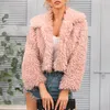 Kvinnors päls höst kvinnor faux kappa vinter varm överrock kort jacka ytterkläder smal lapel fuzzy rosa lady plysch rockar