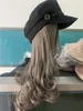 BERETS 202203-JSファッションハットパッチワークカーリー偽ヘアレディーサービスオクタゴン女性レジャーバイザーキャップ