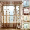 Cortina 100 200 cm de girassol tule de porta cor de barrance decorações de casa para varanda de cozinha janela de janela de triagem cega