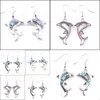 Dangle Avize Doğal Abalone Kabuk İnci Gem Taşları Dinlengle Küpeler Dolphins Hayvan Boncukları Kadınlar İçin Damla Küpe Düğün Jewelr Dhdsk