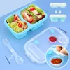 Ensembles de vaisselle en ext￩rieur Bo￮te ￠ lunch en silicone pli￩ divis￩e en bento bento bento de greffe de 2/3