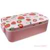 Dinnerware Sets Kawaii Strawberry Cute Girl Lunch Box Pink Plastic Bento For Women Office Use Female Meal Prep Container