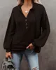 2022春の長袖ボタン特大のフーディーファッションVネックフード付きスウェットシャツカジュアルルーズバットスリーブフーディーズ女性トップ229301