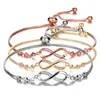 Bracelets de charme Mode Cristal Infinity Bracelet Pour Femmes Été Réglable Cz Sans Fin Amour Tennis Anniversaire Bijoux Cadeau