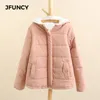 Mens Down Parkas Jfuncy Women Winter Fleece Parkas 코트 한국 캐주얼 재킷면 후드 윈드 방풍 따뜻한 분홍색 카키색 벨벳 코트 220930