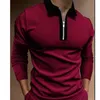 Polos pour hommes Hommes Mode Casual Polos à manches longues Col rabattu Zipper Design Tops Streetwear Printemps et Automne Période 220930