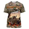 Camisetas masculinas 2022 Camuflagem caça a pato selvagem Animal 3D T-shirt Tops Tops Summer Fashion Casual Men's Camisetas Manga Tees XS-5xl