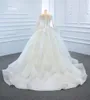 Sweetheart Wedding Dresses Elegant Long Sleeve Retro Luxury Train Collar Ball Gown SM67168