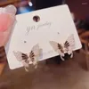 Ohrstecker Damen Retro Schmetterling Koreanisches Metall Tropfendes Öl Exquisites Gold Tägliches Tragen Kleiner Schmuck Für Frauen
