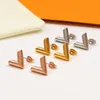 Designer-Charme-Ohrringe für Frauen, Luxus-Schmuck, Damen-Ohrring-Links aus Gold, Liebe, Ohrstecker, Damen, Buchstabe V, Ornamente, Ohrschmuck. Nicht allergisch